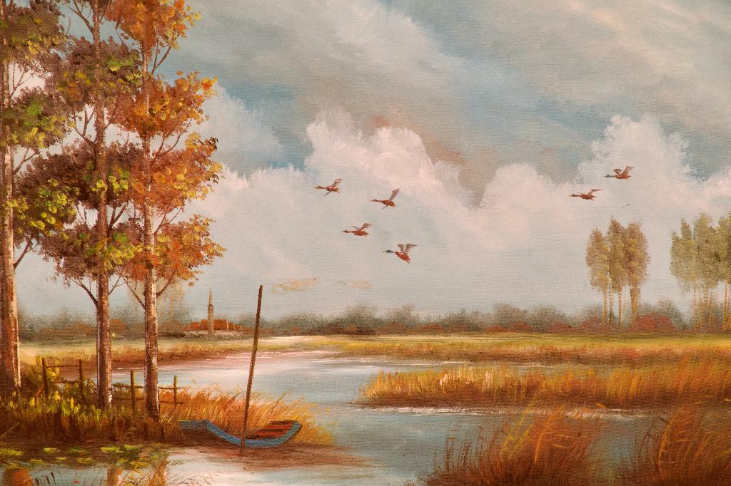 J. Kok - Hollands landschap - olieverf op doek -  47x57 cm, Antiek en Kunst, Kunst | Schilderijen | Klassiek, Ophalen