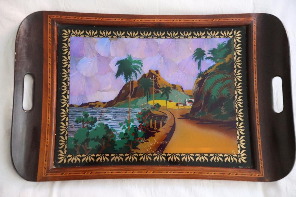 Vintage BRAZILIAANSE Rio de Janeiro dienblad c 1930-1950, Antiek en Kunst, Ophalen of Verzenden