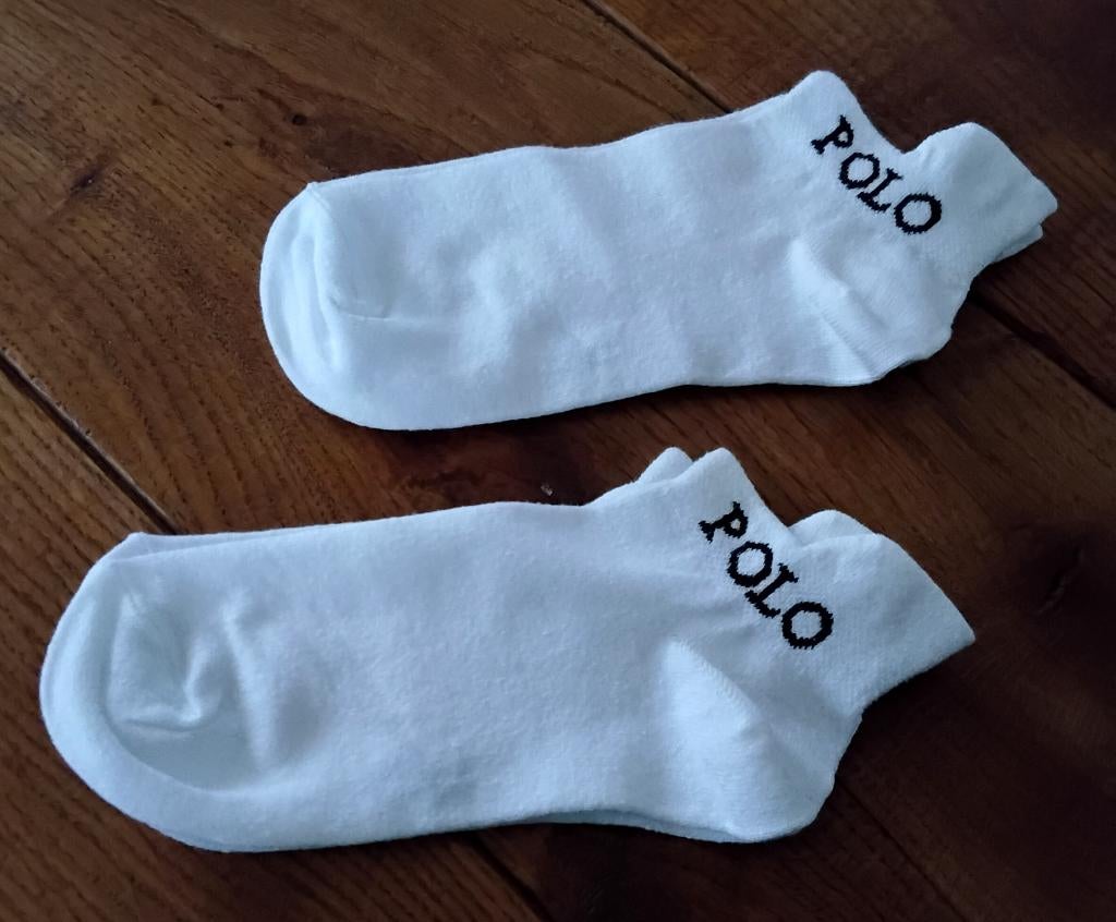 2 paar sneaker sokken - sneakersokken - wit met tekst: polo, Ophalen of Verzenden, Nieuw, Maat 39 t/m 42, Wit