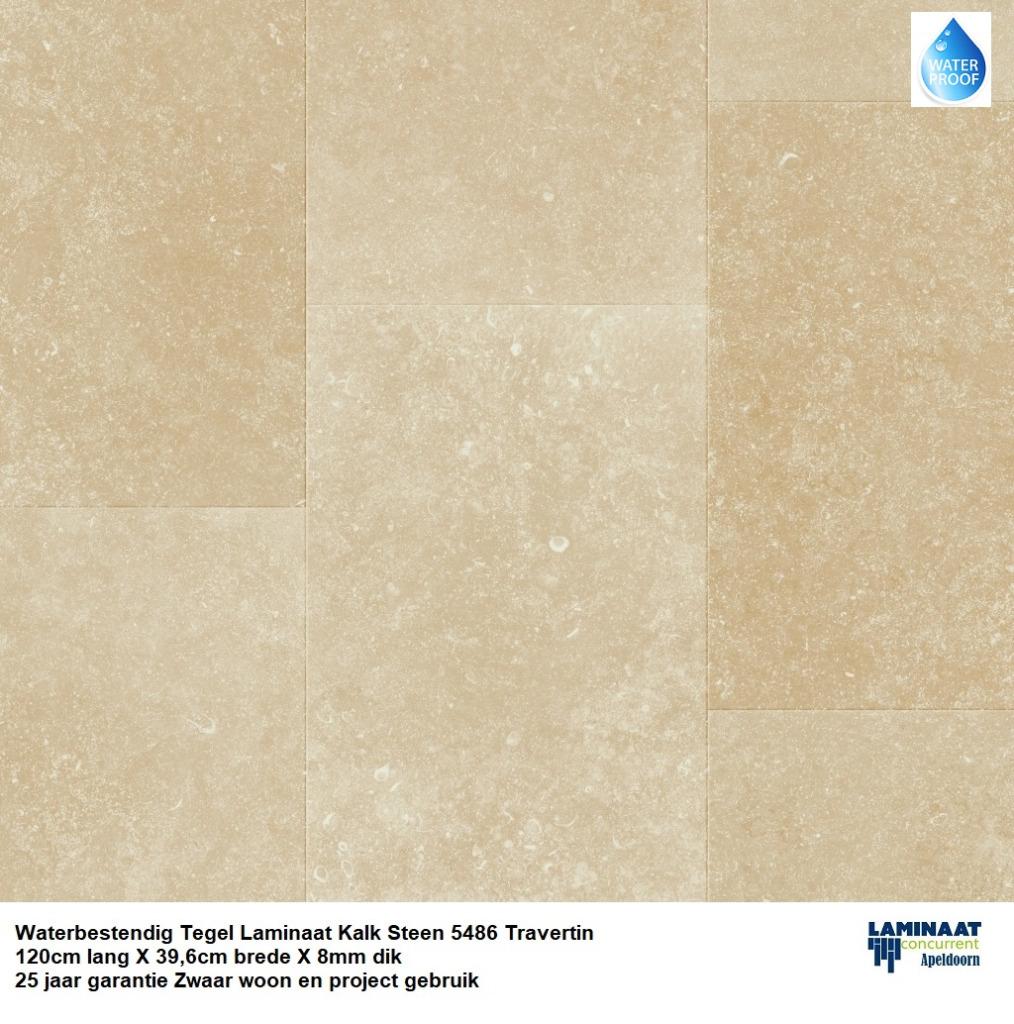 Waterbestendig Tegel Laminaat Limestone 120cm X 40cm, Tegel laminaat travertin, 75 m² of meer, Beige, Nieuw