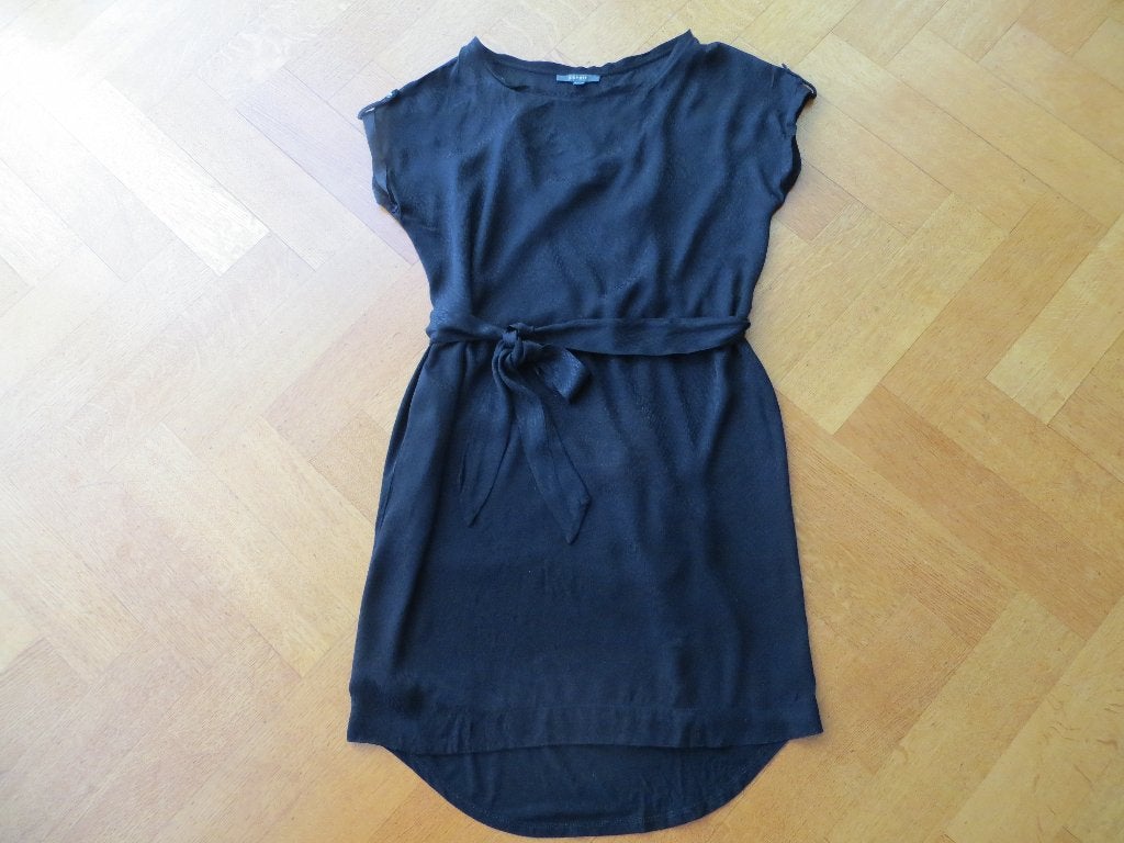Esprit Jurk Zwart korte mouw Viscose Elastane ceintuur Mt M, Kleding | Dames, Jurken, Maat 38/40 (M), Zwart, Ophalen of Verzenden