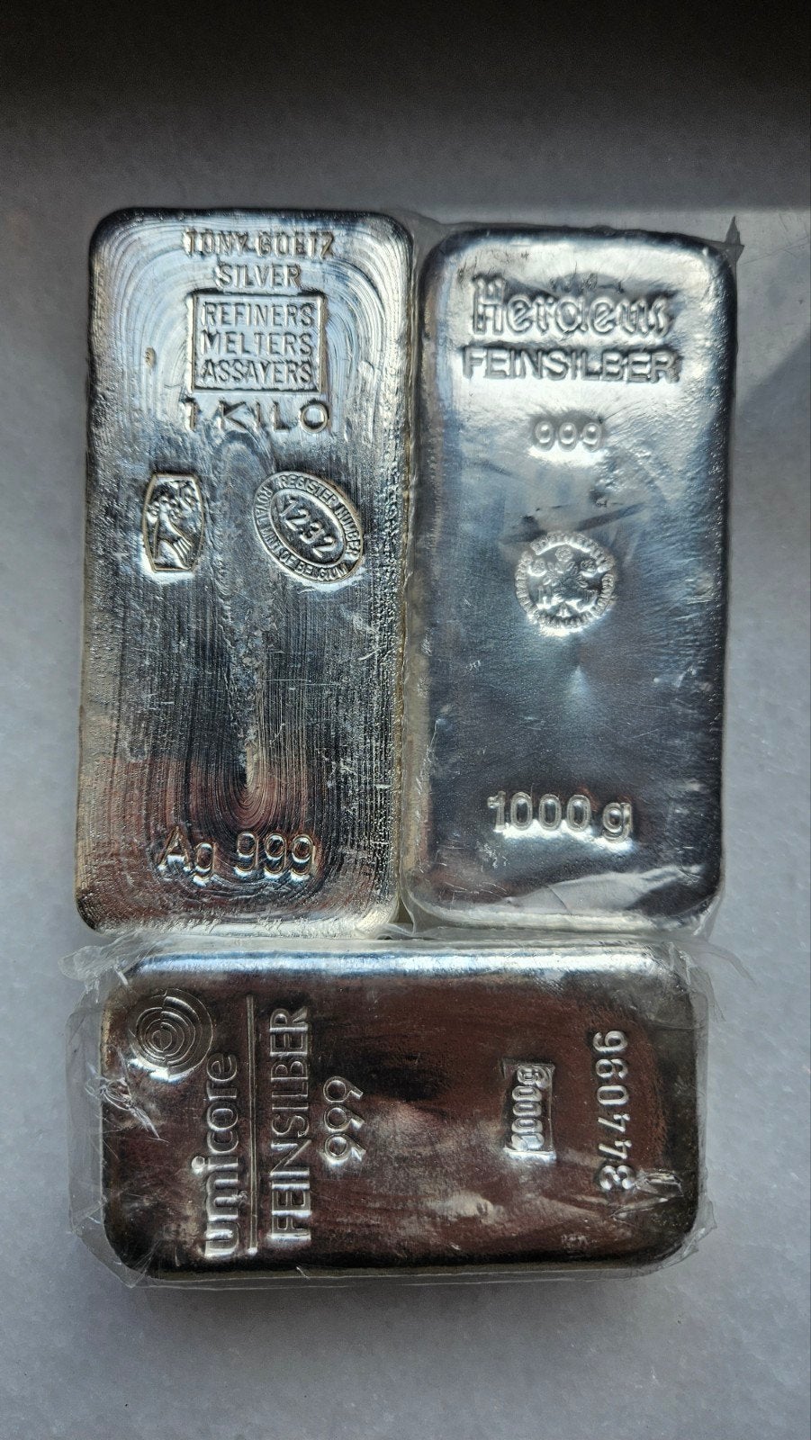 3 x 1 kilo 999 zilver, Ophalen of Verzenden, Zilver