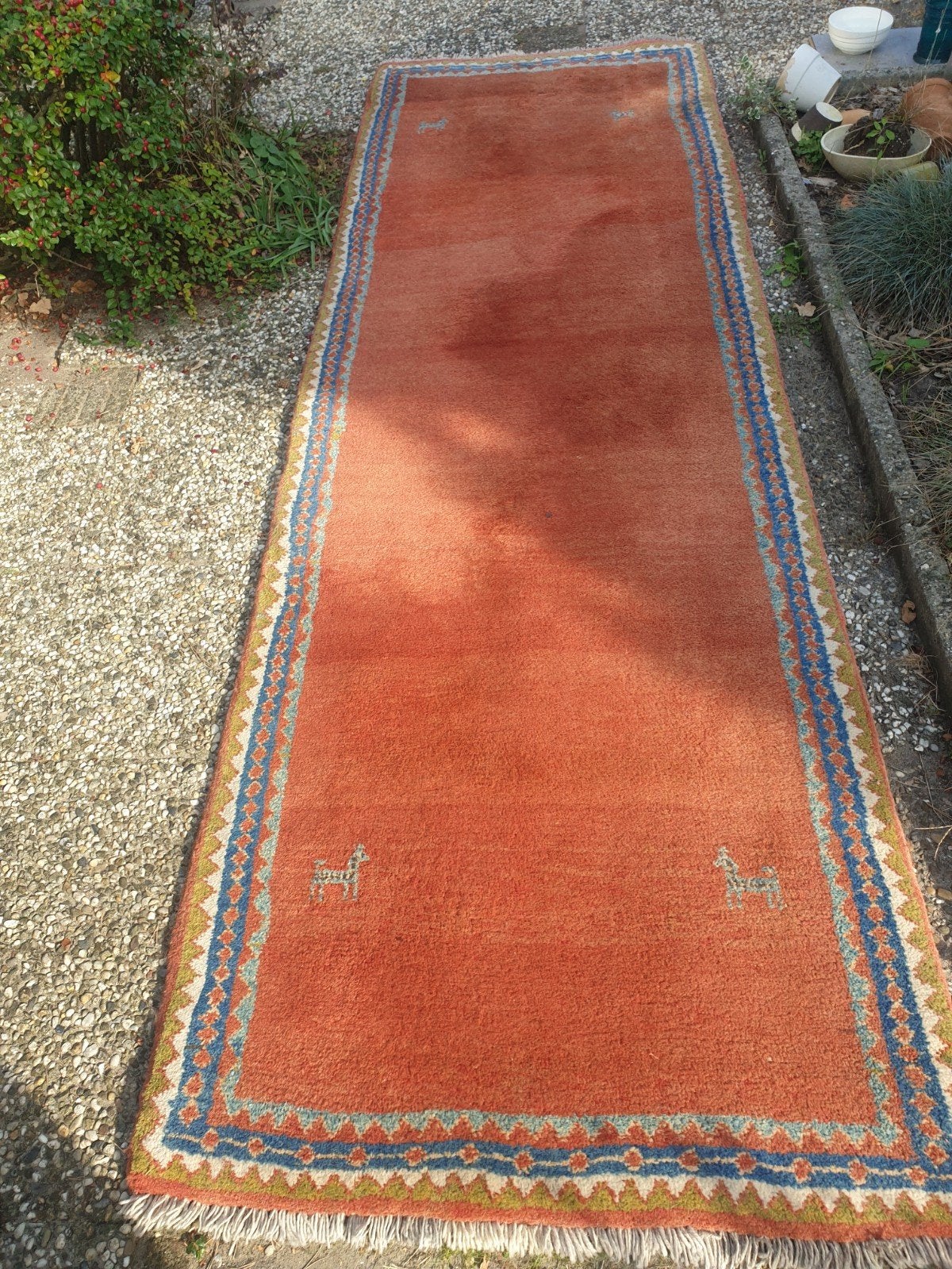 Handgeknoopte wollen loper, Ophalen, Rechthoekig, 200 cm of meer, 50 tot 100 cm