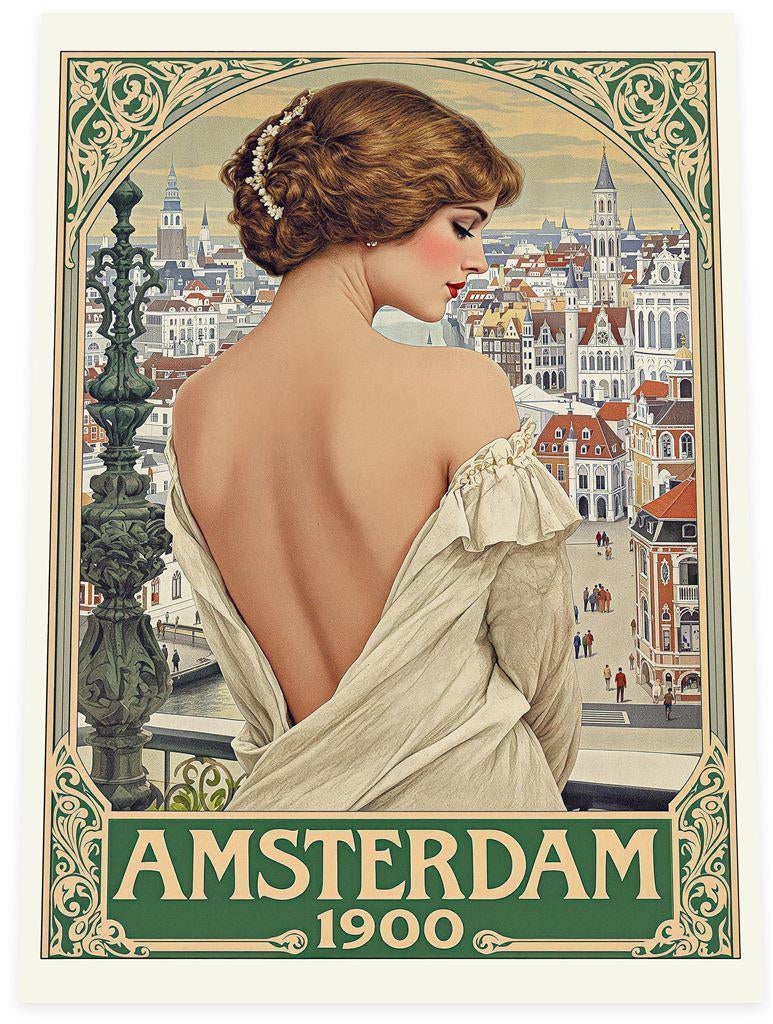 AMSTERDAM 1900 Vintage Stijl Poster Affiche, Verzenden, Nieuw, A1 t/m A3, Film en Tv
