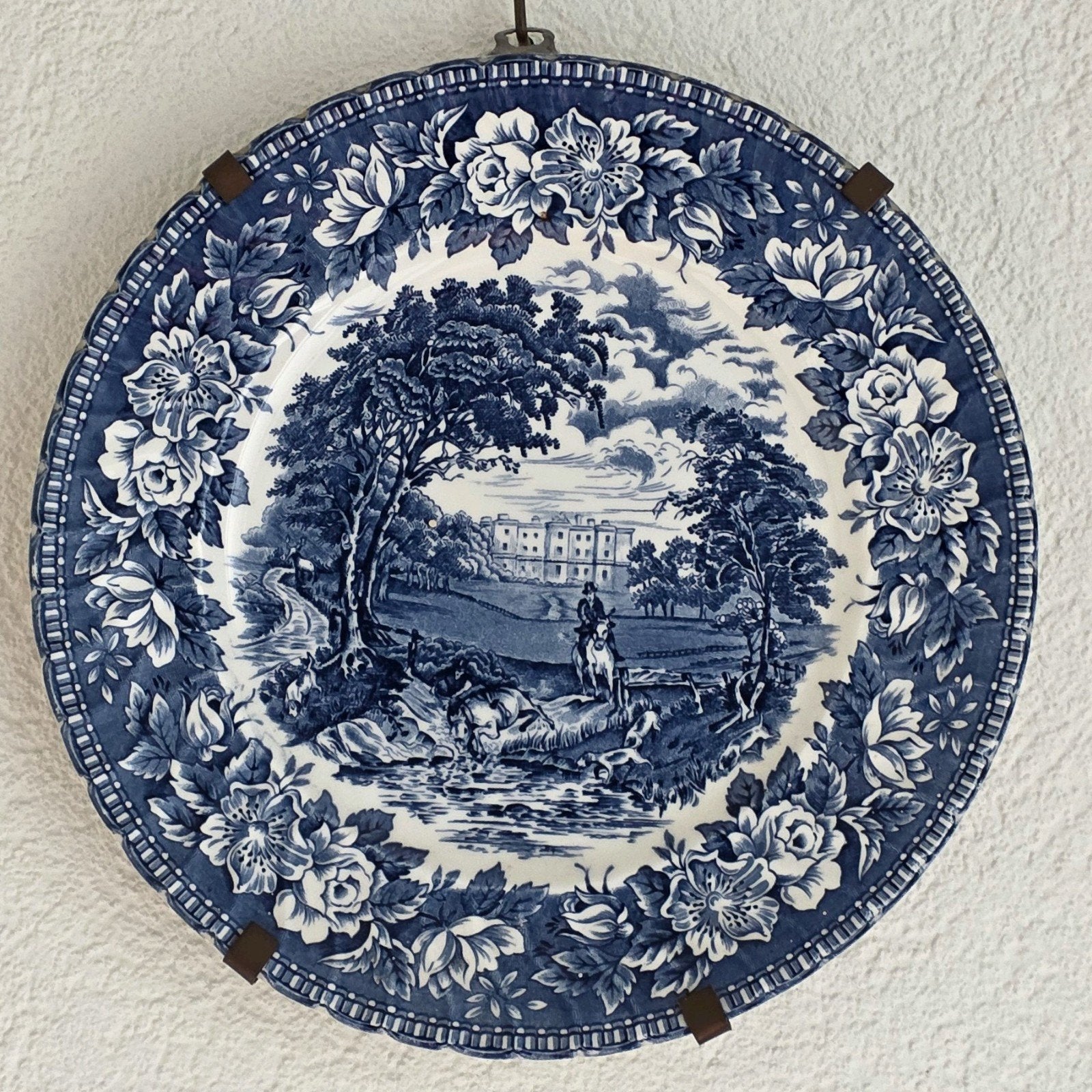 Vintage wandbord blauw met wit, Antiek en Kunst, Antiek | Wandborden en Tegels, Ophalen