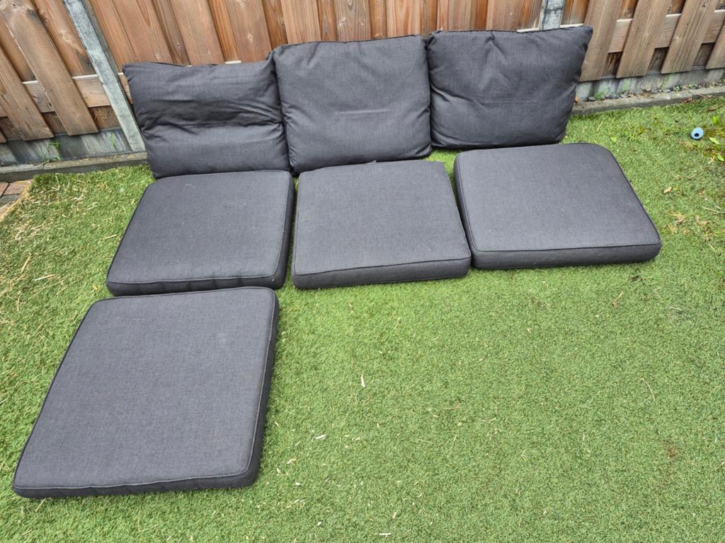 BuitenDuc tuinkussens - Grijs (5 stuks), Tuin en Terras, Tuinmeubel-accessoires, Ophalen, Gebruikt