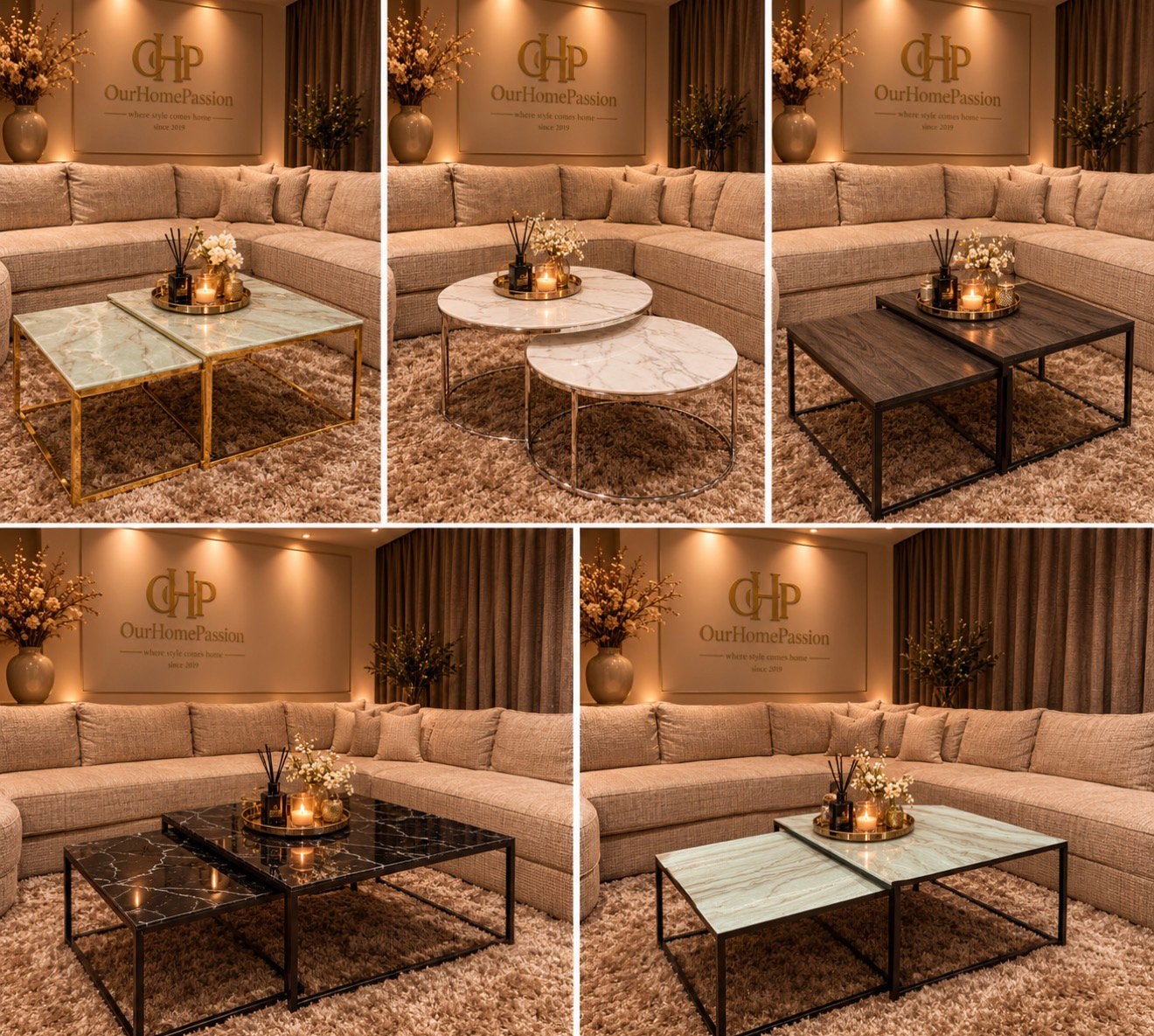 Salontafels marmer look nieuw actie doblo salontafel, Huis en Inrichting, Ophalen, Nieuw, Rond, 50 tot 100 cm