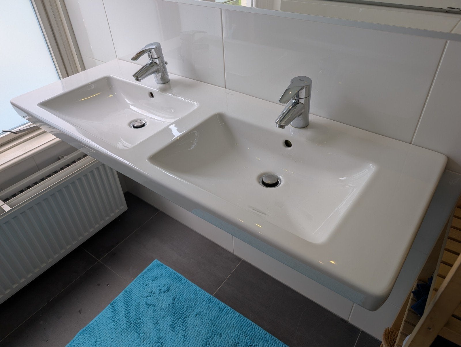 Villeroy & Boch Subway 2.0 dubbele wastafel met kranen, Ophalen, Gebruikt, Wastafel