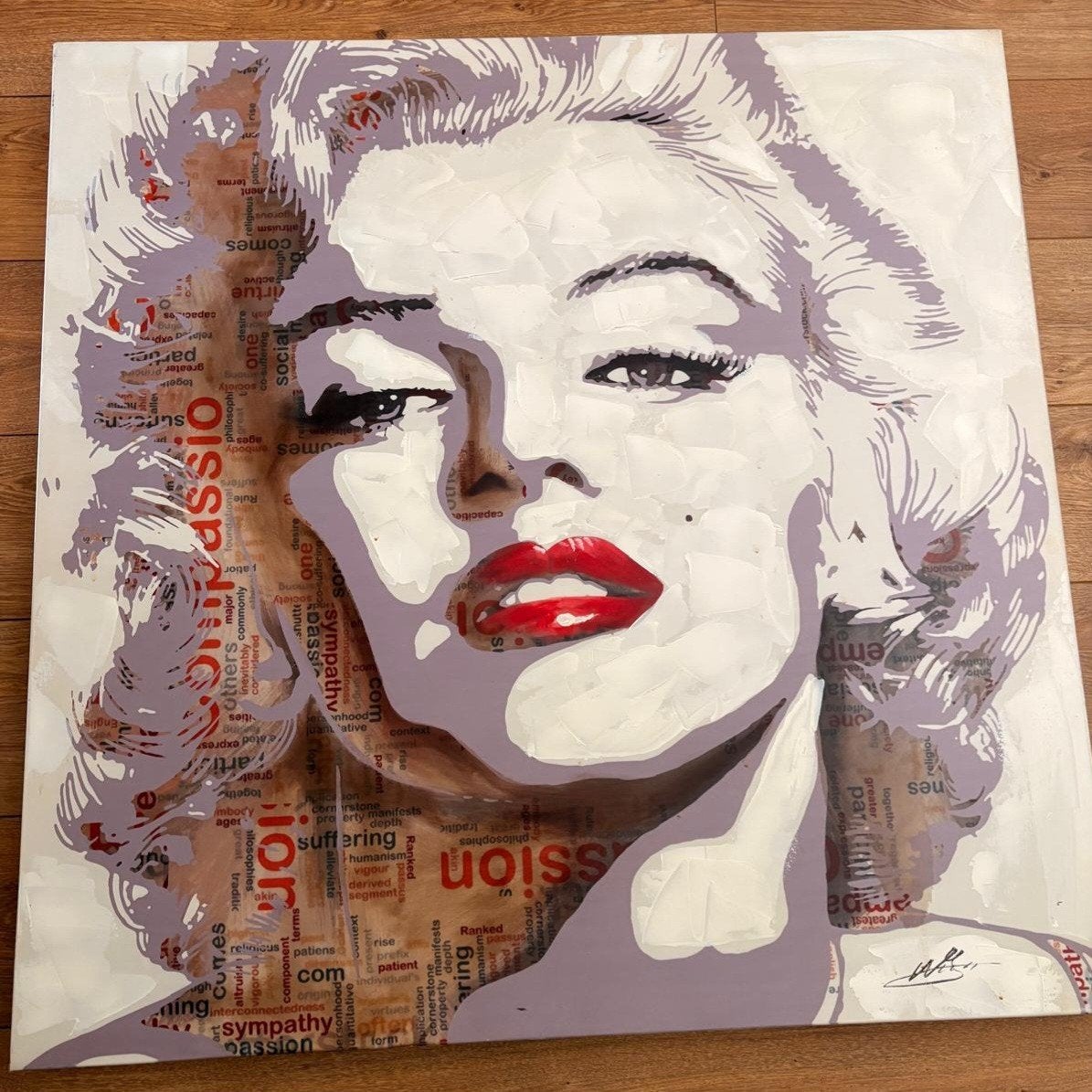 Marilyn Monroe Pop Art Schilderij - in nette staat, Antiek en Kunst, Acrylverf, Ophalen of Verzenden, Overige materialen, Handgeschilderd