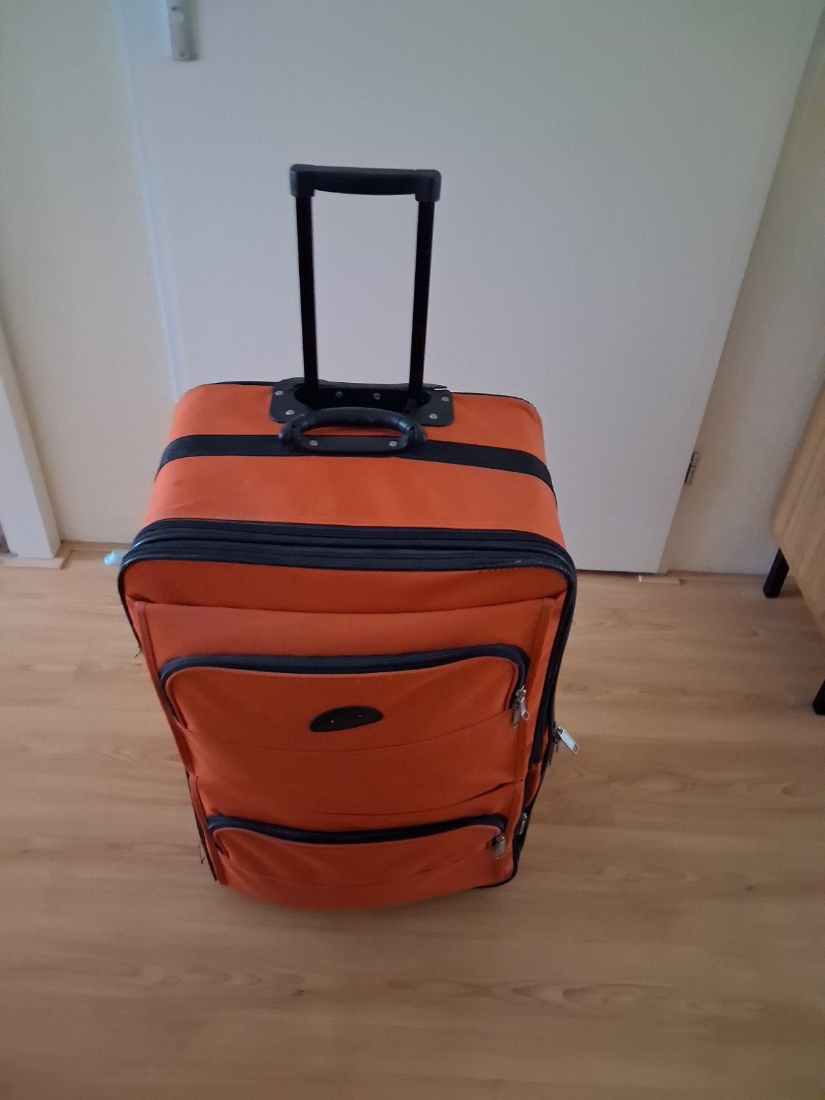oranje koffer met bijpassende reistas, Sieraden, Tassen en Uiterlijk, Ophalen, Overige materialen, Gebruikt, 45 tot 55 cm