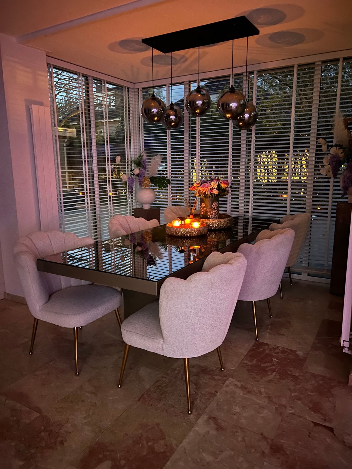 Eric Kuster stijl eettafel champagne kleur + glasplaat, Huis en Inrichting, Tafels | Eettafels, Gebruikt, 100 tot 150 cm, 200 cm of meer