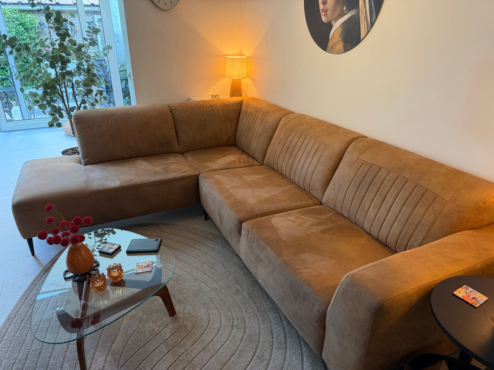 Comfortabele stoere hoekbank, Ophalen, 250 tot 300 cm, Gebruikt, 100 tot 125 cm