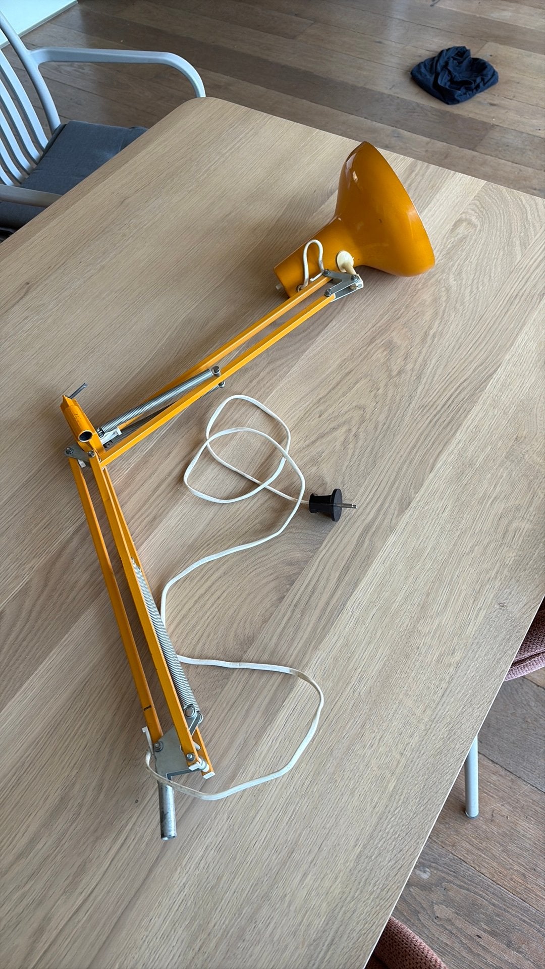 Vintage oranje / okergele schaarlamp scharnierlamp, Ophalen of Verzenden, Gebruikt