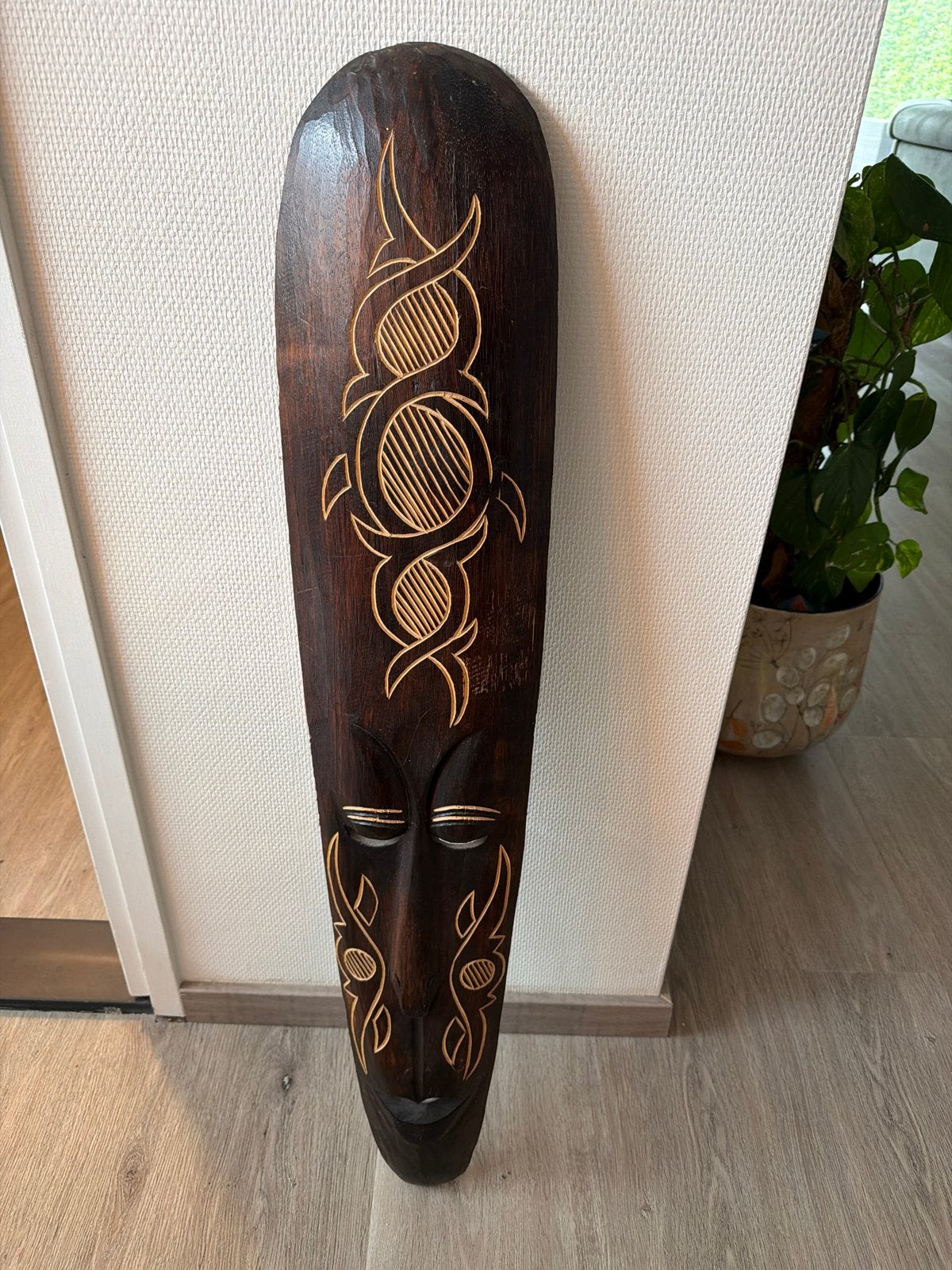 Groot Afrikaans Houten Masker - 100cm, Bruin, Afrika, Masker, Handgemaakt