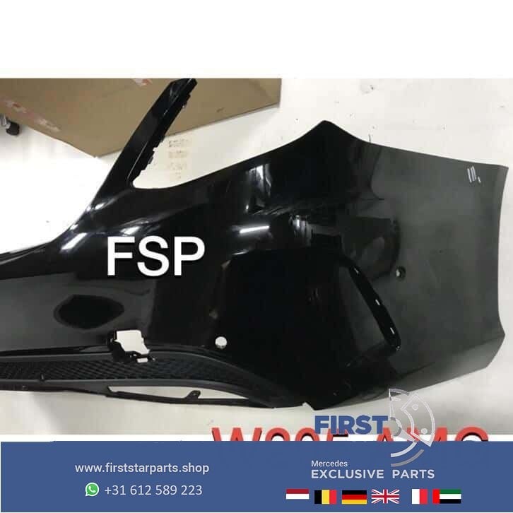 W205 AMG Achterbumper zwart Mercedes C Klasse 2014-2018 PDC, Gebruikt, -, Ophalen of Verzenden, Achter