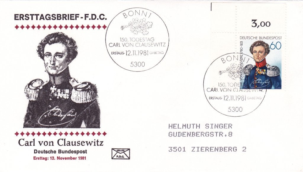 Duitsland. FDC Mi. 1115. envelop Carl von Clausewitz 1981, Postzegels en Munten, Ophalen of Verzenden, Beschreven, Europa