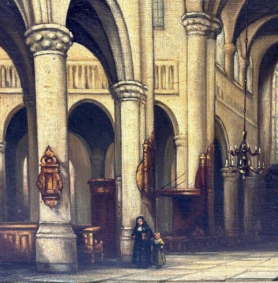 Dirk Kubbe (1872-1952) - Kerkinterieur, Ophalen of Verzenden