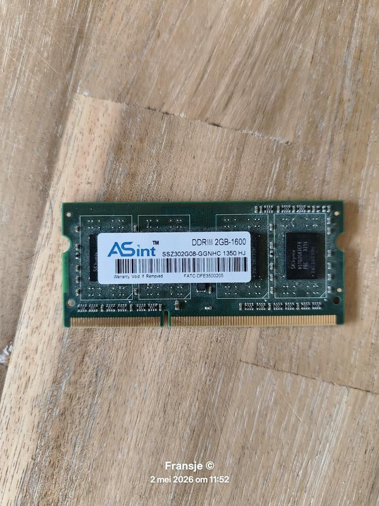 DDR3 2Gb geheugen voor laptop., Ophalen of Verzenden, DDR3, Laptop