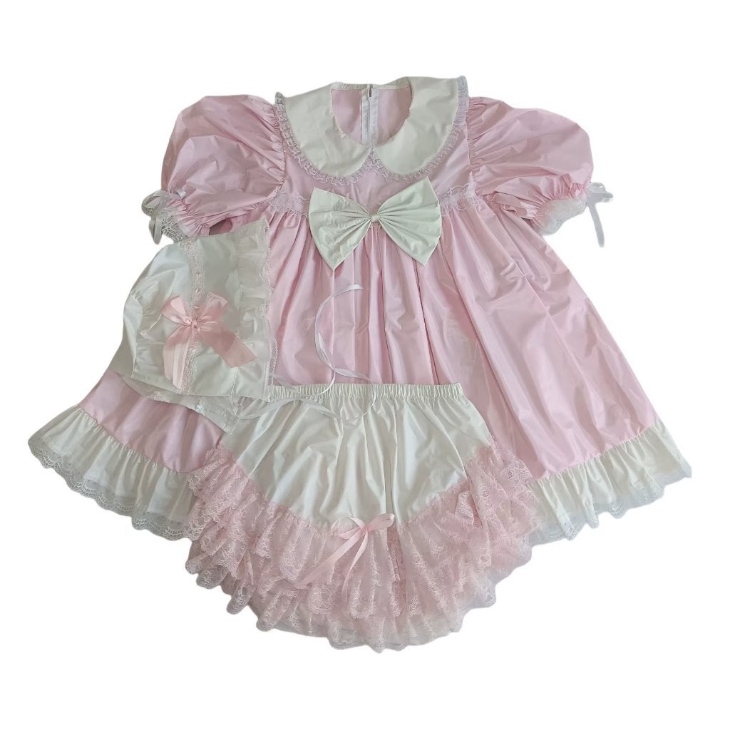 Roze heren sissy jurk met broekje en hoofdkapje, Verzenden, Nieuw