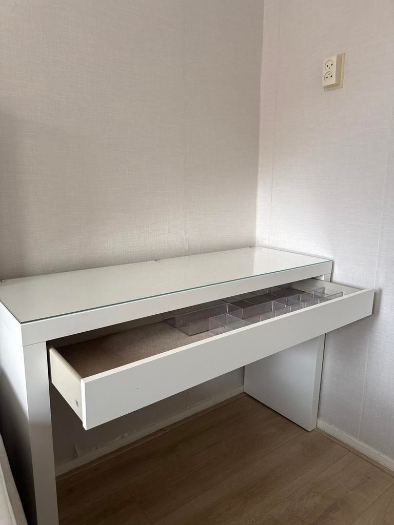 IKEA Malm toilettafel 120x41cm met inzetbakjes, Huis en Inrichting, Tafels | Kaptafels, Ophalen, Gebruikt, 100 tot 150 cm, Minder dan 100 cm