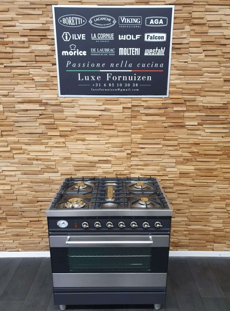 🔥Boretti Fornuis 80cm antraciet en rvs 1 oven 5 pits, Witgoed en Apparatuur, Fornuizen, Niet ingevuld, 60 cm of meer, Niet ingevuld