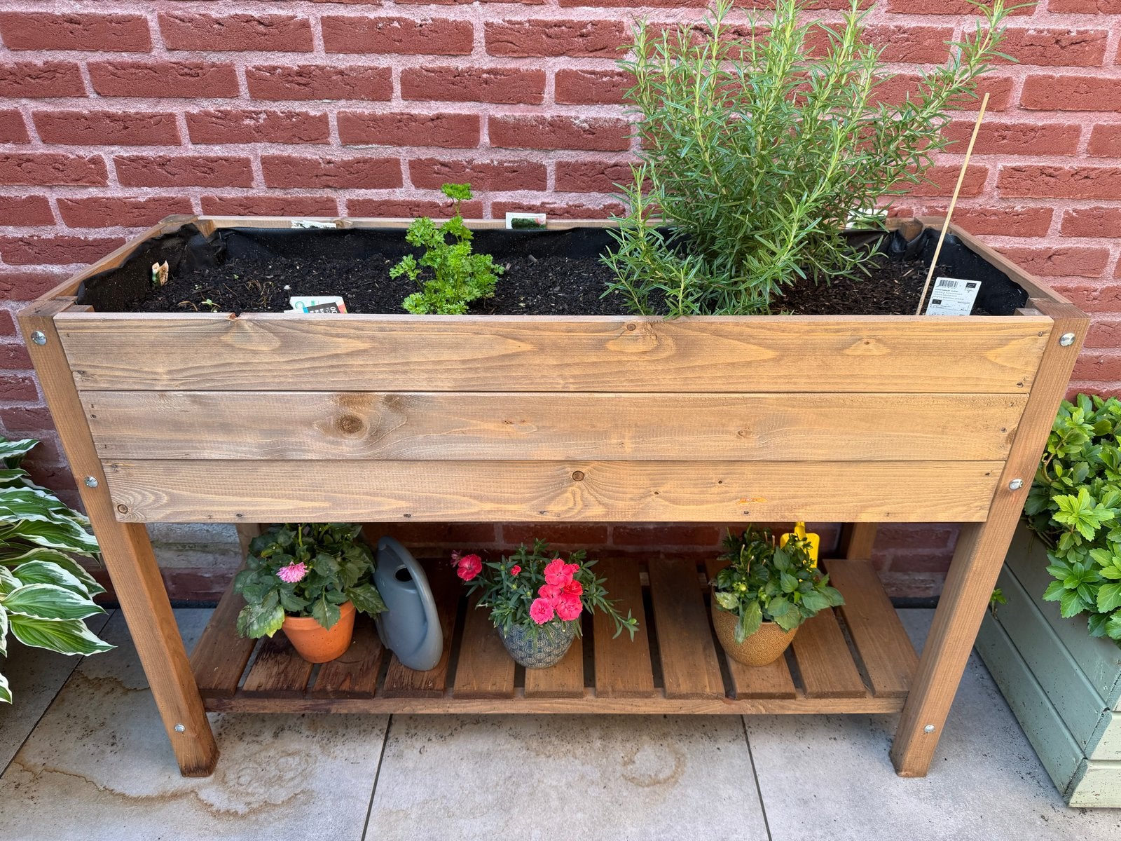 Houten plantenbak met onderplank - 118x40x78cm, Ophalen, 100 cm of meer, Balkon, Zo goed als nieuw