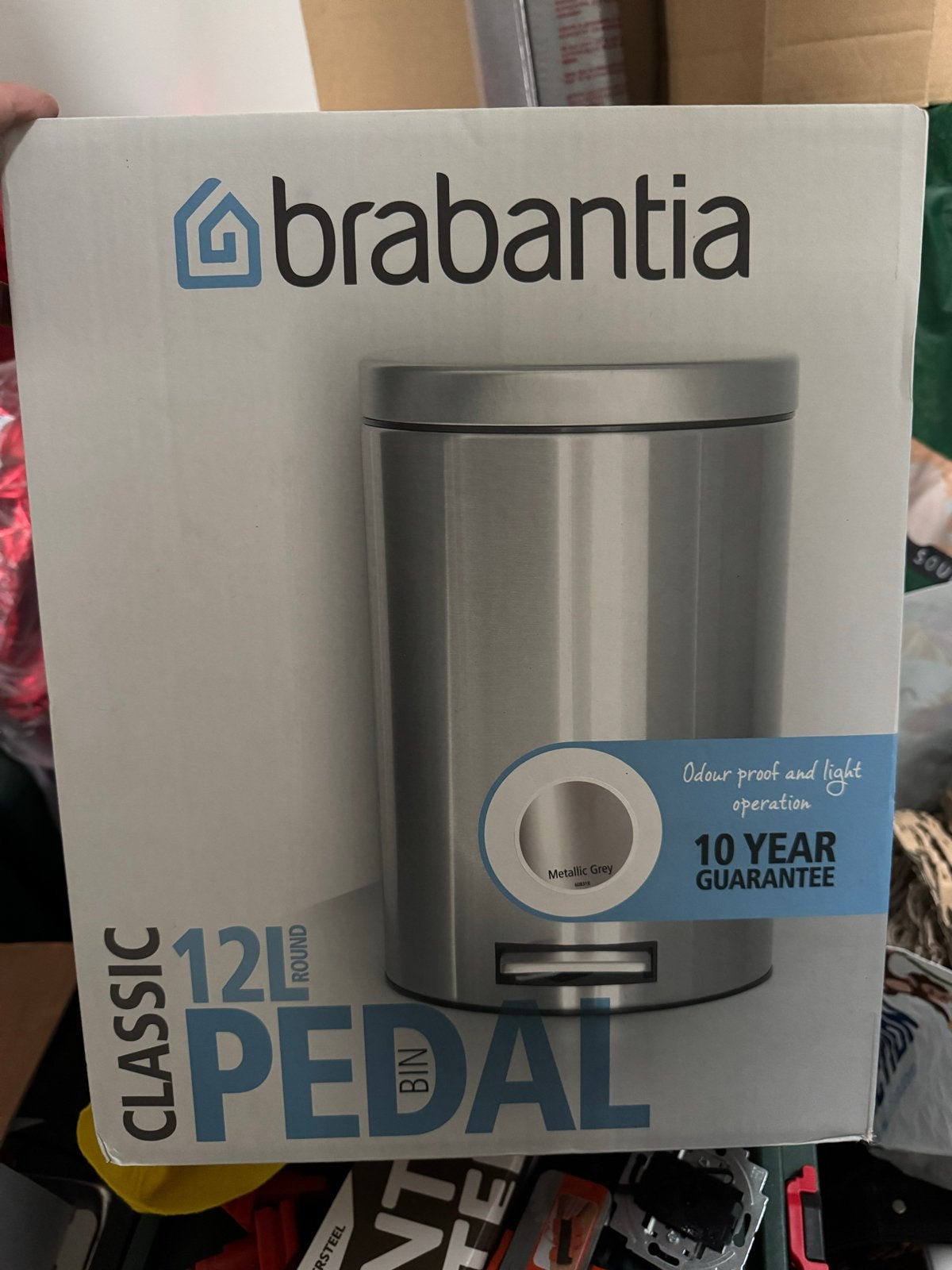 Brabantia Classic Pedaalemmer 12L - Metallic Grijs, Ophalen, Met deksel, Overige typen, Rond
