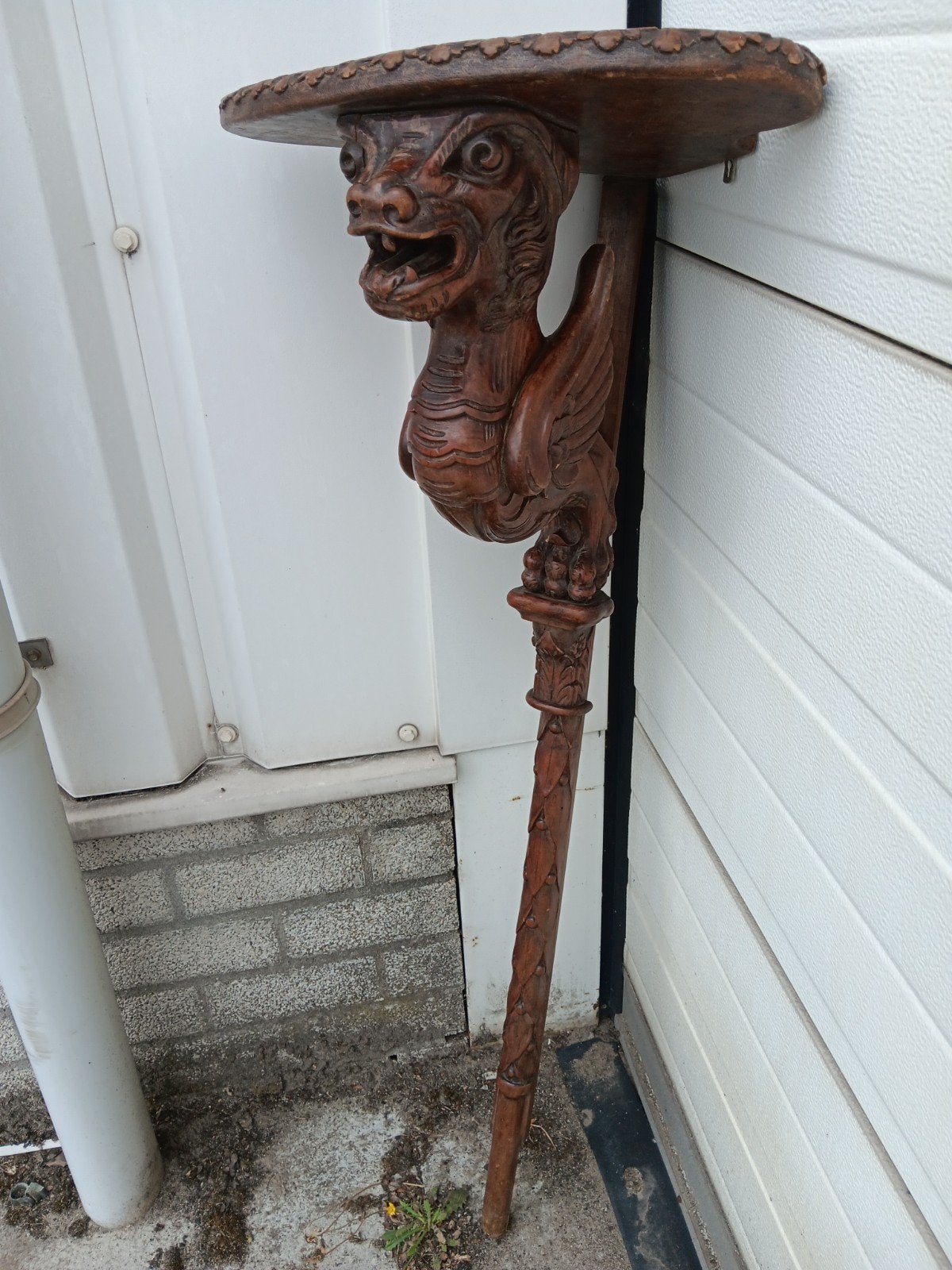 Antieke houten wandplank met drakenkop, Antiek en Kunst, Ophalen