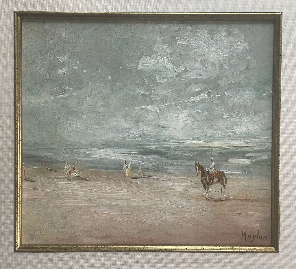 Strandgezicht gesigneerd Kaplan, Ophalen of Verzenden, Impressionistisch, Origineel werk, Maritiem / water