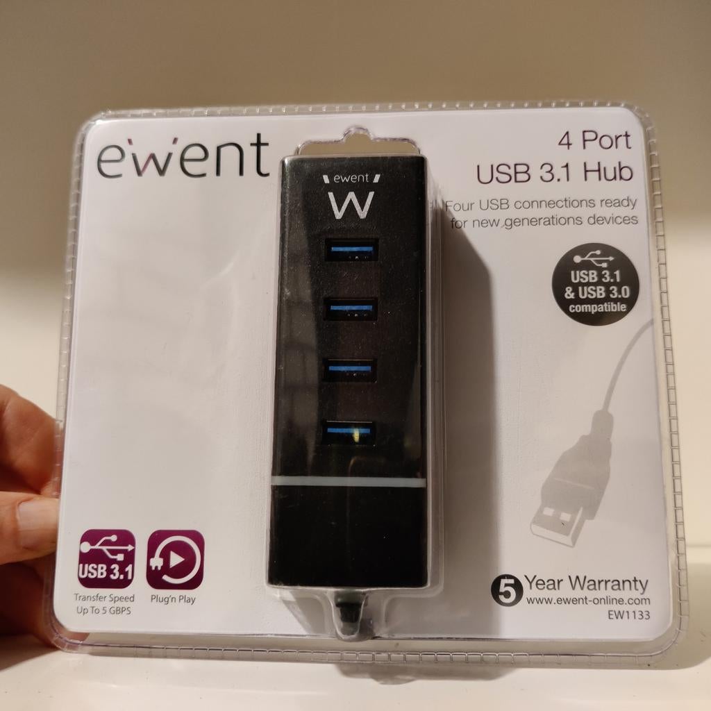 Ewent 4-poorts USB 3.1 Hub - Nieuw in verpakking, Computers en Software, Ophalen of Verzenden, Nieuw, Ewent, Laptop