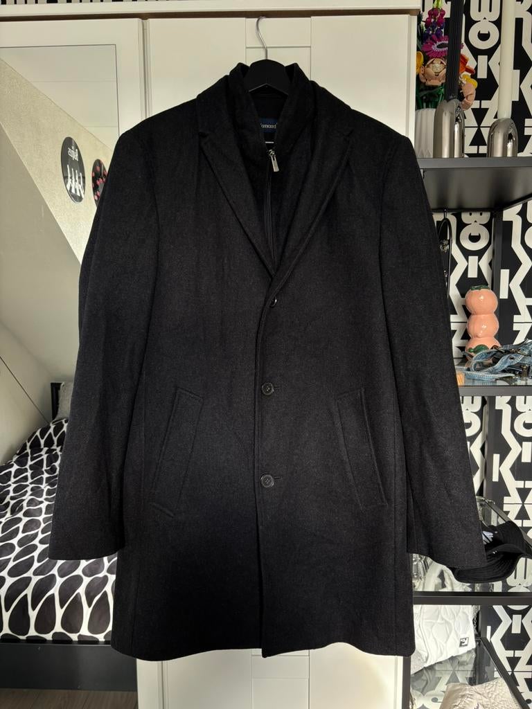 Zwarte wollen kajsmieren overcoat van Le Canard, Kleding | Heren, Ophalen of Verzenden, Zo goed als nieuw, Maat 52/54 (L), Zwart