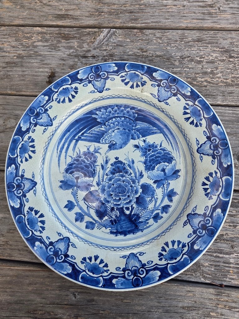 Delfts blauw wandbord van Royal  Delft rond 34 cm, Ophalen
