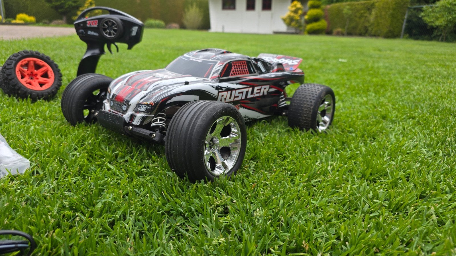 Traxxas 1/10 model Rustler rc auto compleet!, Elektro, Auto offroad, Ophalen of Verzenden, Schaal 1:10