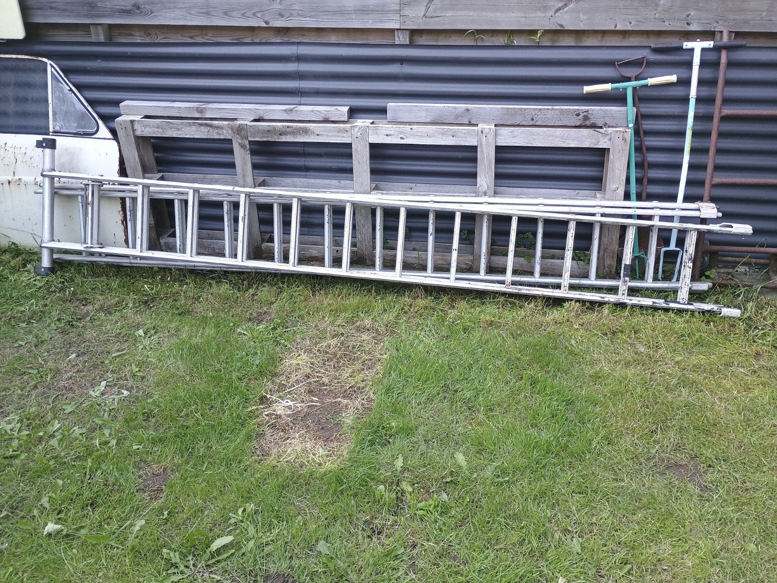 2-delige uitschuifbare ladder/trap, 6 meter, goede staat, Ophalen, Gebruikt, Ladder, Opvouwbaar of Inschuifbaar