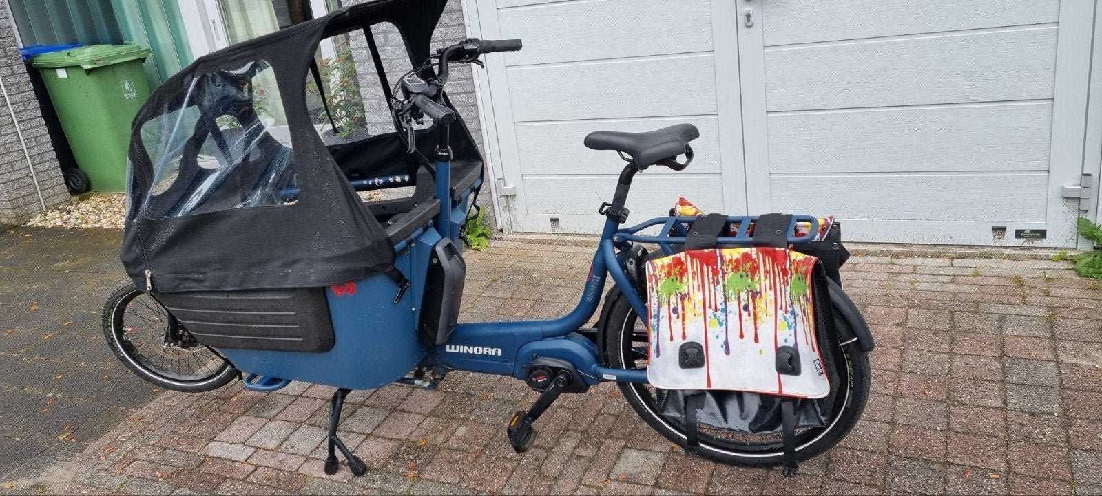 Winora F.U.B. 2 Bakfiets - weinig gebruikt!, Fietsen en Brommers, Fietsen | Bakfietsen, Huif, Zo goed als nieuw, 2 kinderen, Schijfrem