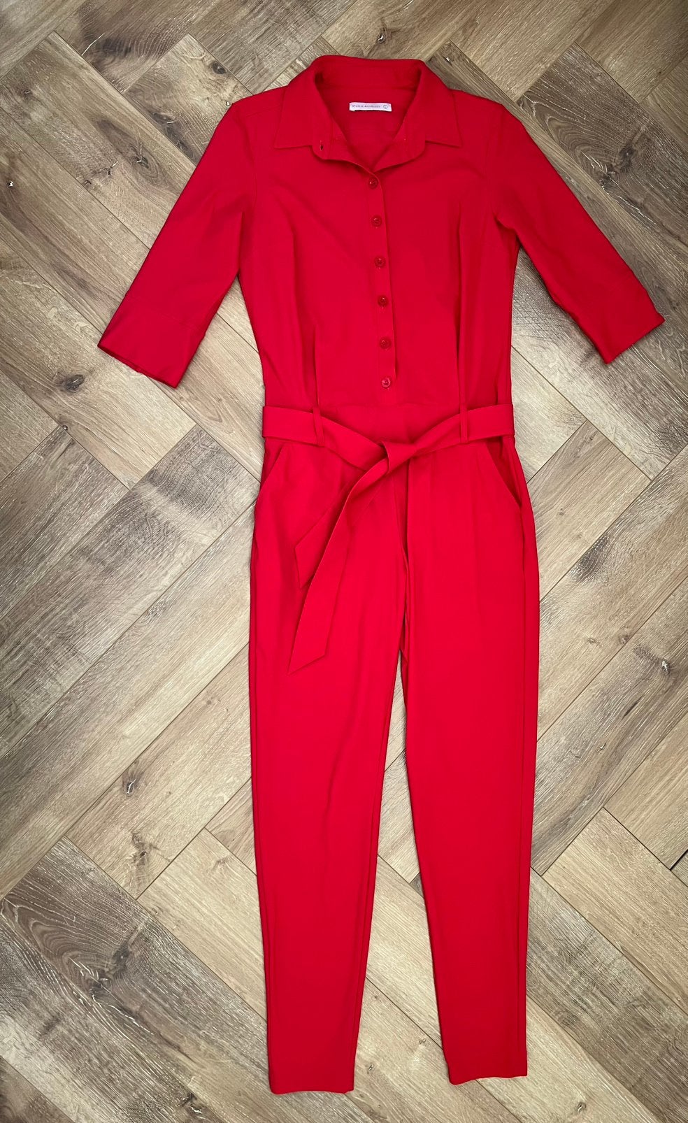 Studio anneloes angeliue jumpsuit L rood travelstof, Maat 42/44 (L), Ophalen of Verzenden, Zo goed als nieuw, X