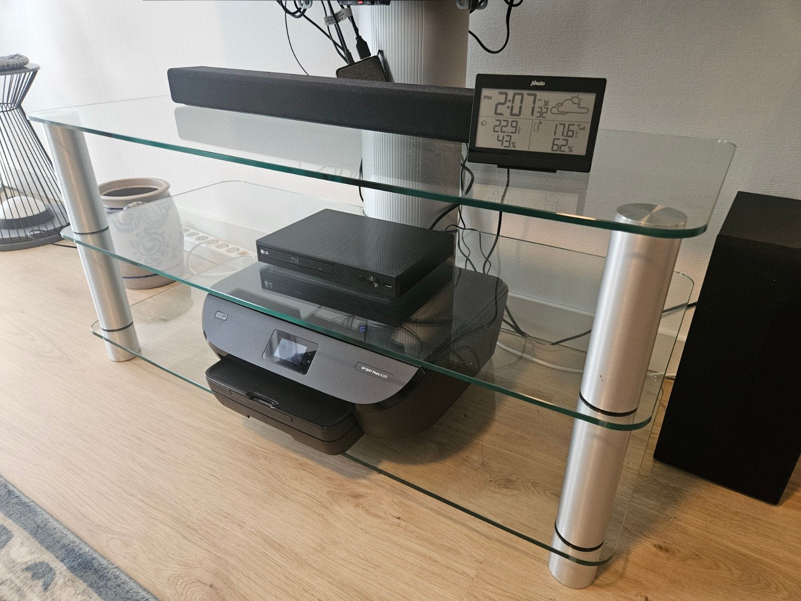Glazen TV meubel met 3 platen - 105x44 cm, Huis en Inrichting, Kasten | Televisiemeubels, Gebruikt, 100 tot 150 cm, Ophalen of Verzenden