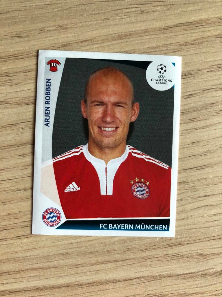 Panini CL stickers Arjen Robben 2x, Ophalen of Verzenden, Zo goed als nieuw, Buitenlandse clubs, Poster, Plaatje of Sticker
