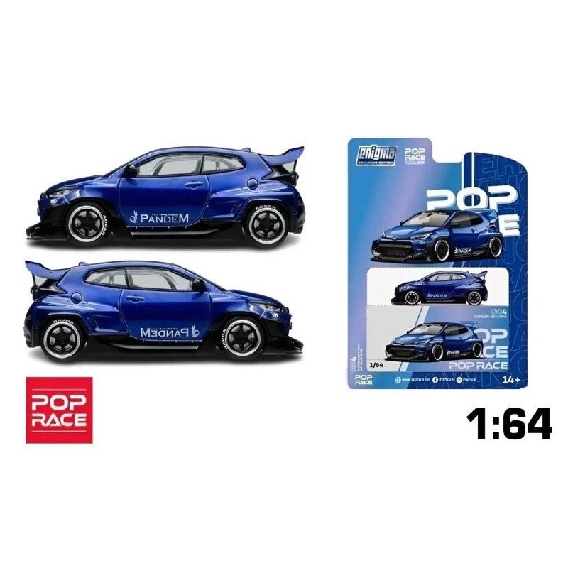 Pandem GR Yaris blauw BLISTER 1:64 Pop Race Pop146, Verzenden, Nieuw, Auto