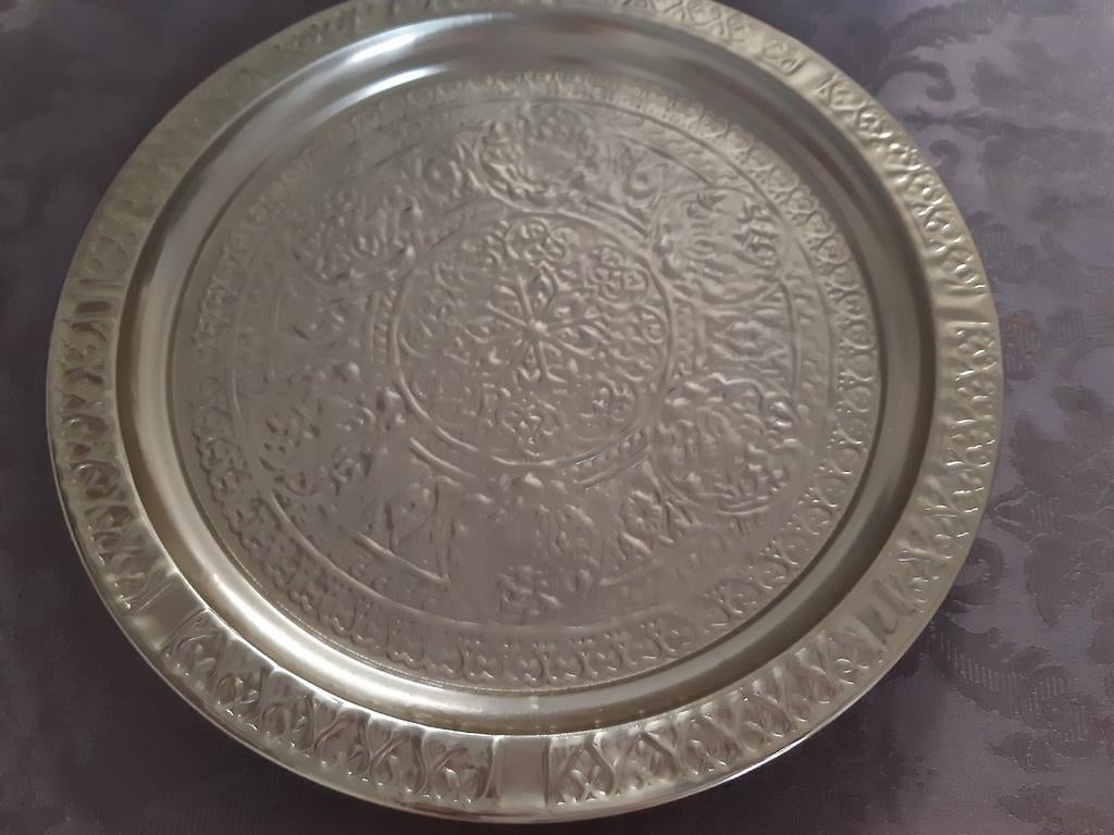 KOPEREN DECORATIEBORD, Ophalen, Rond, Metaal
