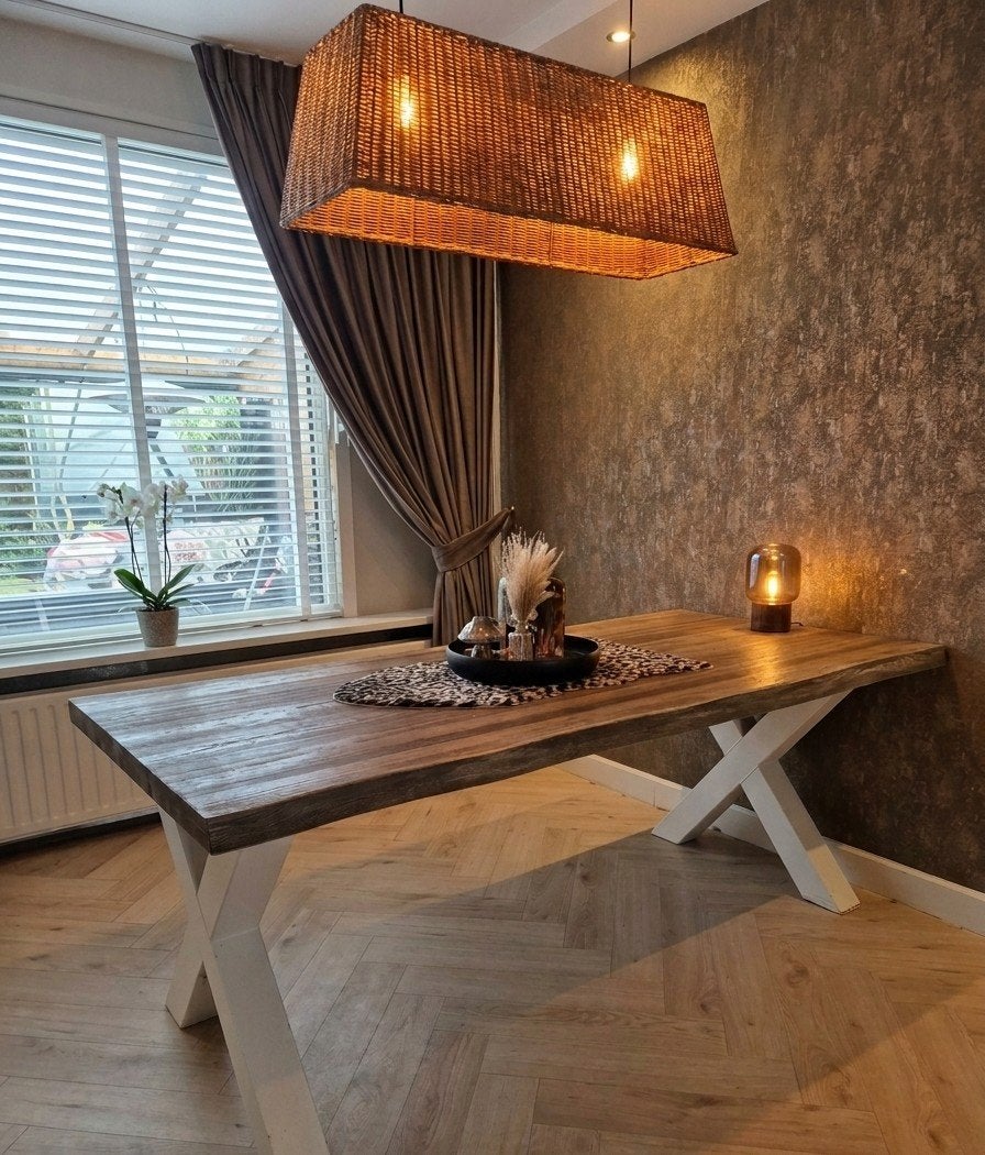 boomstam eettafel en salontafel, Huis en Inrichting, Tafels | Eettafels, Gebruikt, 50 tot 100 cm, Vijf personen of meer, 150 tot 200 cm