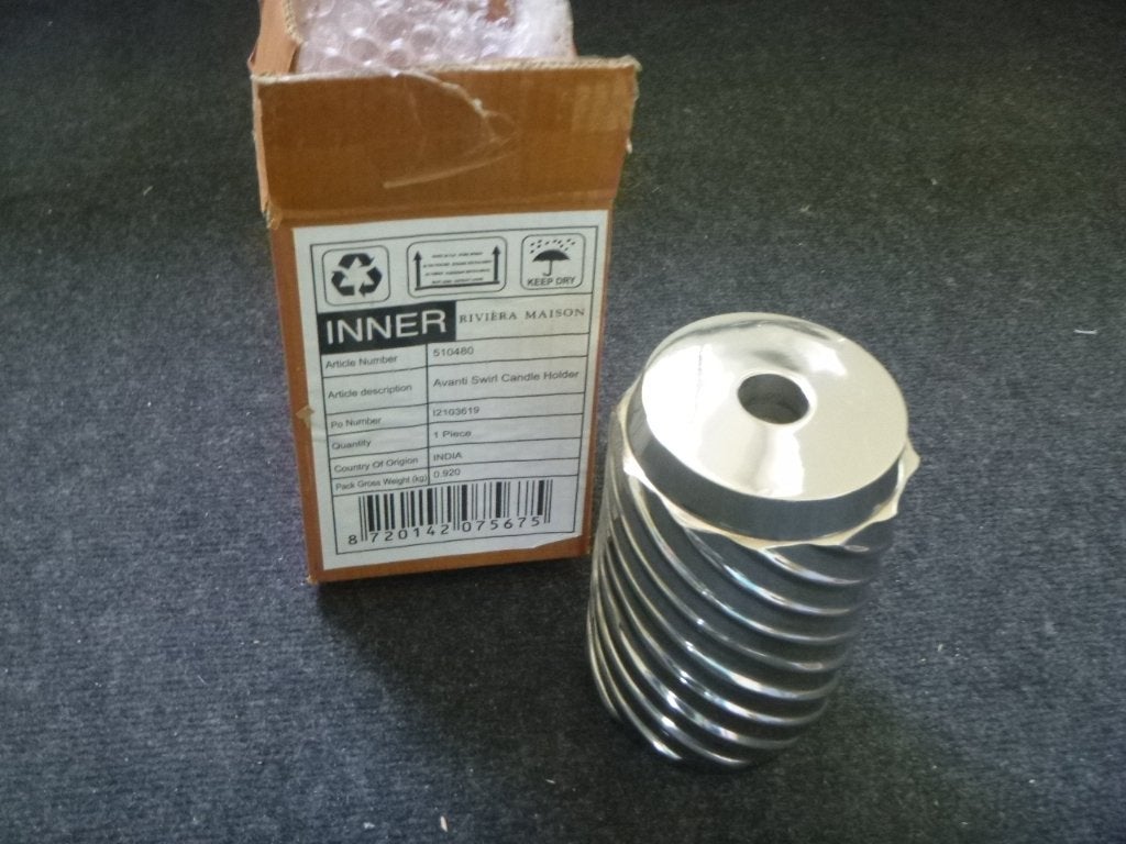 Riviera maison avanti Swirl candle holder,aluminium nieuw, Verzenden, Nieuw, Overige materialen, Kandelaar