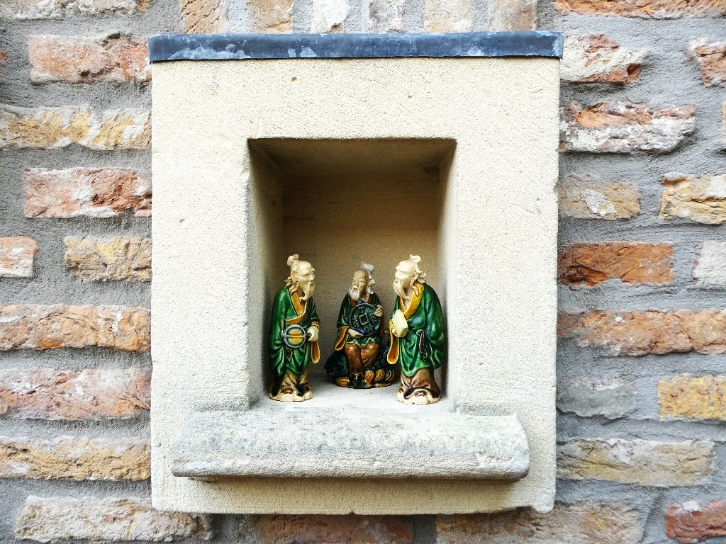 Drie oude Shiwan Mud Men-beeldjes, moddermannetjes, Steen/keramiek, Handgemaakt, Ophalen of Verzenden, Beeld