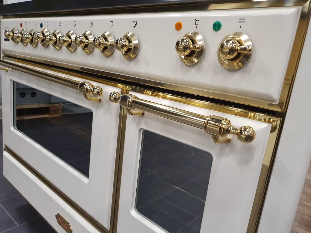 Luxe Boretti Majestic Fornuis 121cm crème + messing frytop, Niet ingevuld, 60 cm of meer, Niet ingevuld, Ophalen of Verzenden