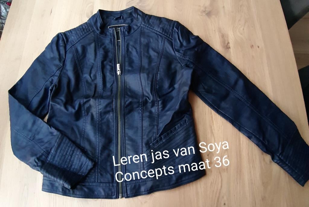 Leren jas van Soyaconcept maat 36, Kleding | Dames, Jassen | Winter, Zo goed als nieuw, Maat 36 (S), Blauw, Ophalen of Verzenden