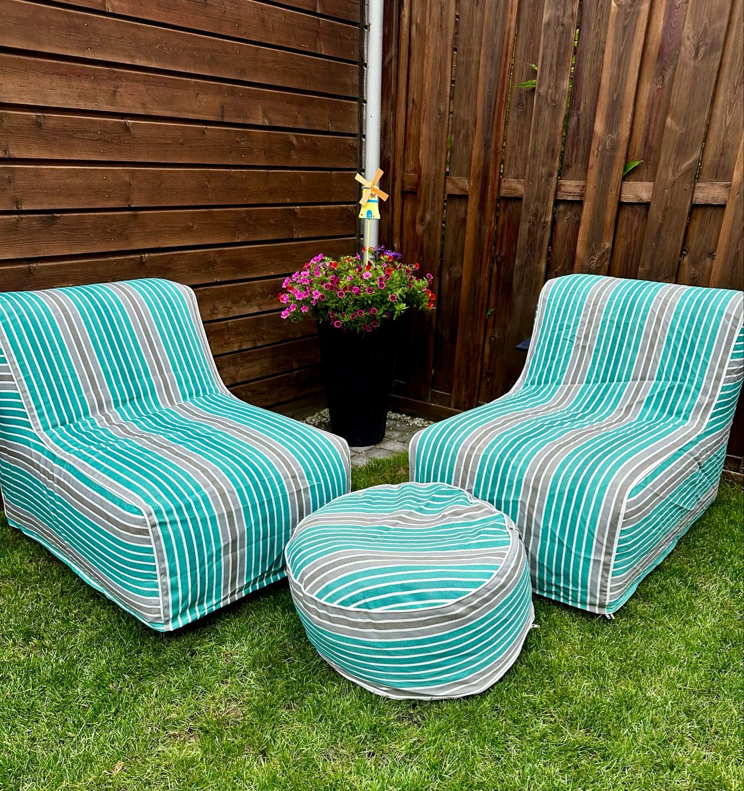 Opblaasbare lounge set met hoezen, 2 zitplaatsen, Kunststof, Gebruikt, Ophalen of Verzenden
