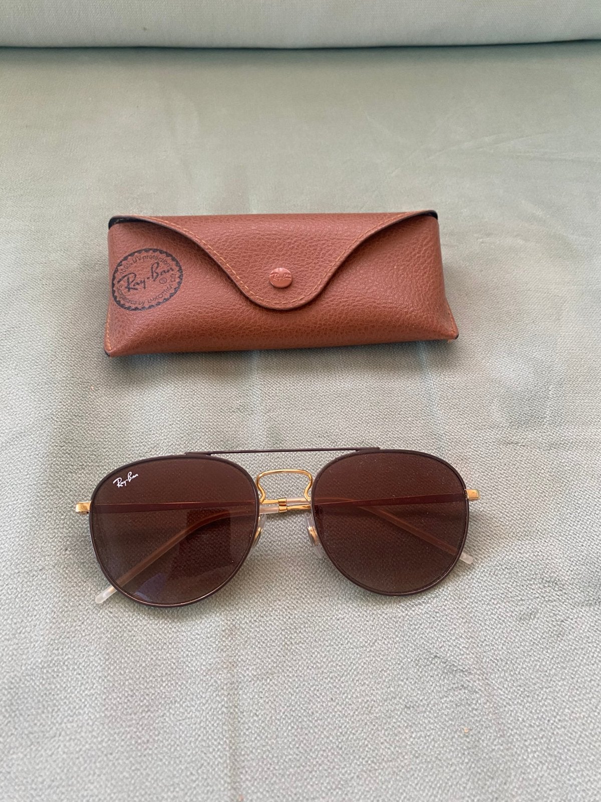Originele Ray-Ban Marshal RB3648 zonnebril goud/bruin + etui, Ophalen, Zo goed als nieuw, Bruin, Ray-Ban