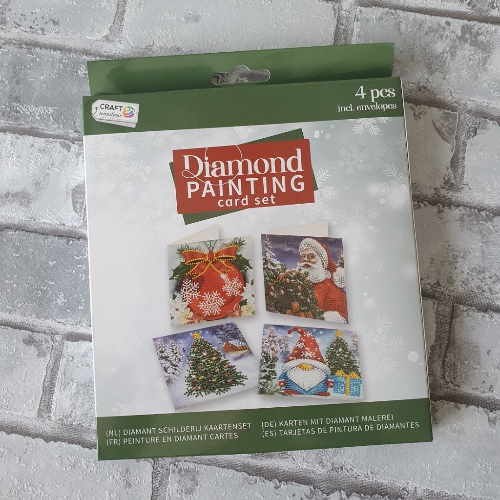 Diamond painting kaarten 4 stuks (Kerst)Zelf maken DIY Kit, Hobby en Vrije tijd, D, Nieuw, Ophalen of Verzenden, D
