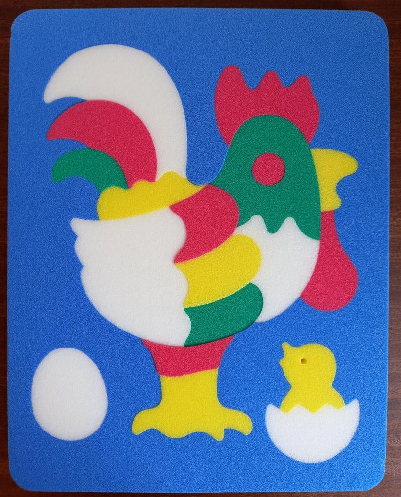 Kinderpuzzel/puzzel van zacht foam- haan en kuiken/boerderij, Kinderen en Baby's, Ophalen of Verzenden, 10 tot 50 stukjes, Zo goed als nieuw