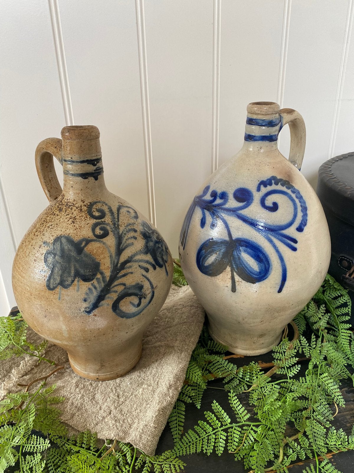 Brocante oude steengoed kruik, 34 cm, Ophalen of Verzenden